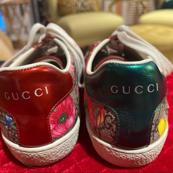 GUCCI ACE CANVAS LEATHER SNEAKERS - Picture 2 of 12